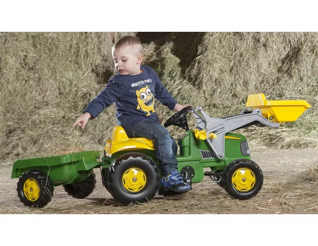 ROLLY TOYS - JOHN DEERE WITH LOADER & TRAILER SET (AGE 2 1/2 - 5)