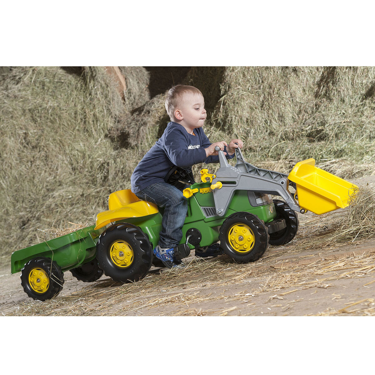 ROLLY TOYS - JOHN DEERE WITH LOADER & TRAILER SET (AGE 2 1/2 - 5)