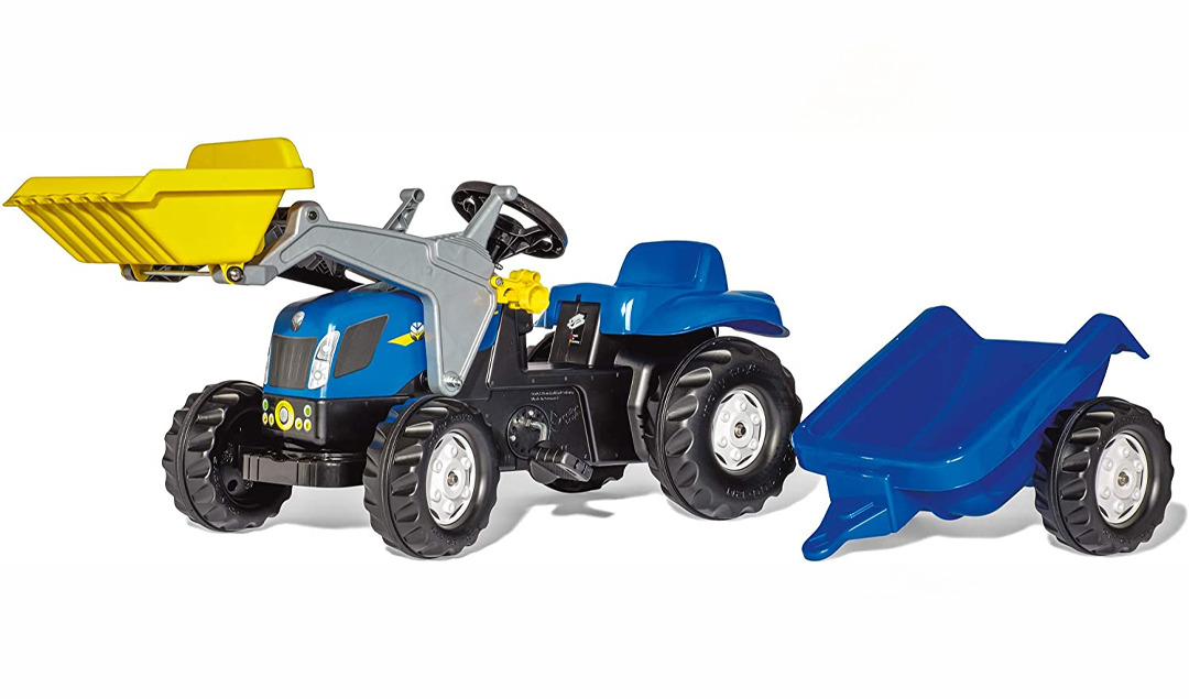 ROLLY TOYS - HOLLAND TRACTOR WITH LOADER & TRAILER SET
