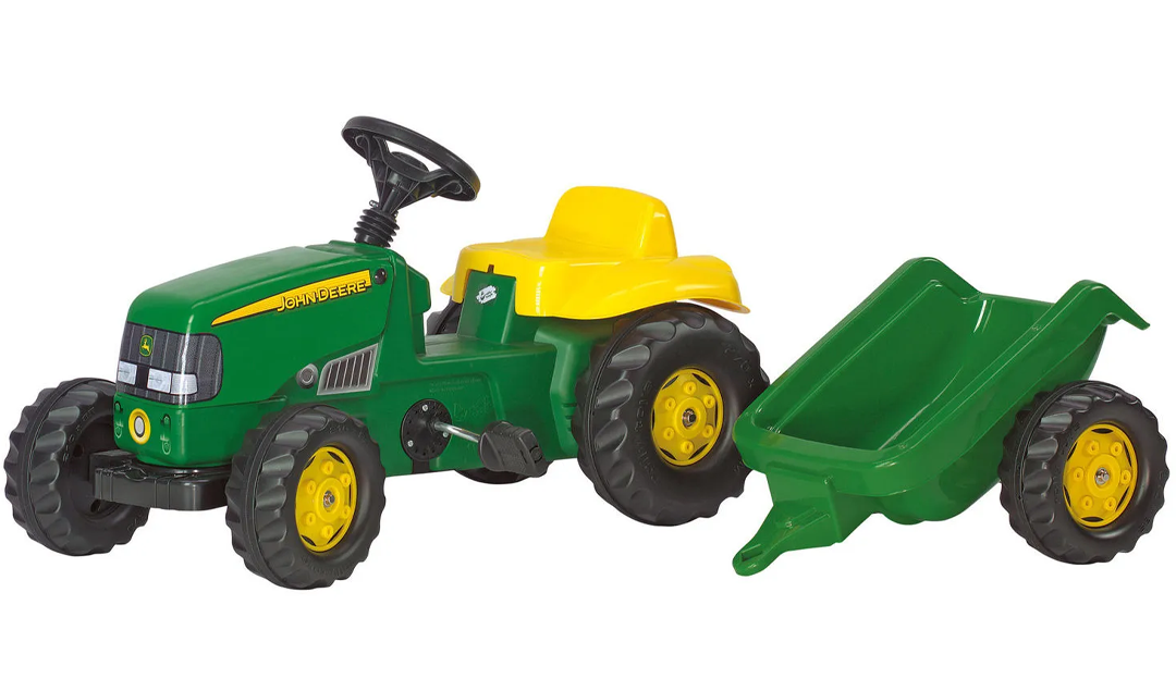 ROLLY TOYS - KID JOHN DEERE PEDAL RIDE-ON TRACTOR & TRAILER
